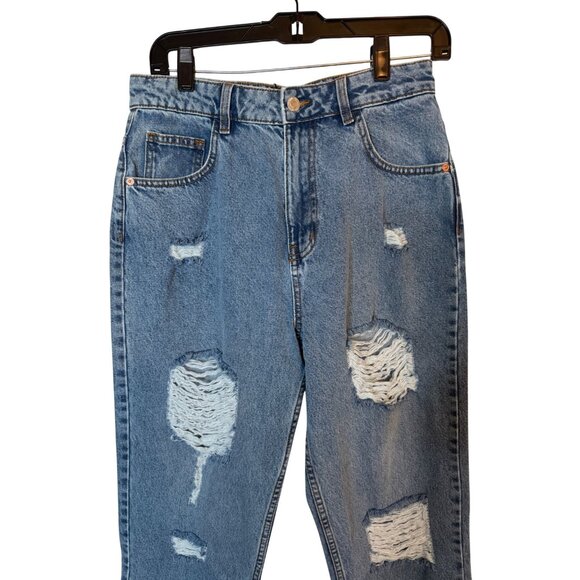 2/$30 NWT PrettyLittleThing Size 6 Distressed Blue Mom Jeans - Picture 14 of 16